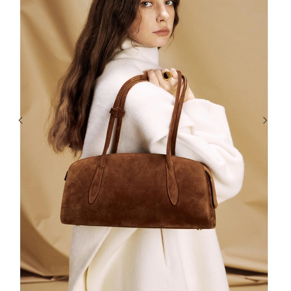 Chic Brown Suede Shoulder Bag